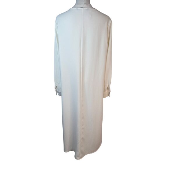 2/$30 Zara Small Cream Long Sleeve Drape Flowy Front Midi Dress Polyester - Picture 9 of 16
